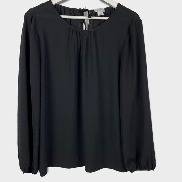 J by J. Crew Long-sleeve Key-Hole Back top size 6 Black - Picture 1 of 5